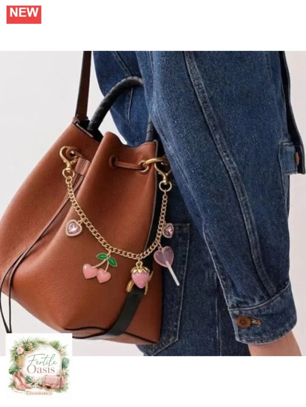 Strawberry Cherry Bag Charm Keychain Purse Accessory Coquette Y2K Kawaii